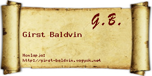 Girst Baldvin névjegykártya
